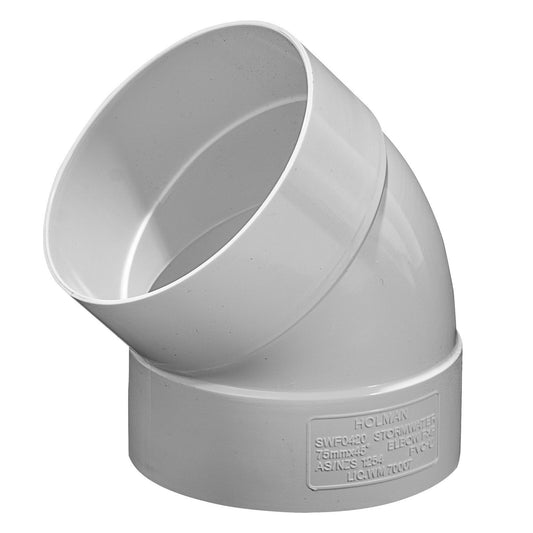 Holman 75mm Stormwater Elbow - 45 Deg
