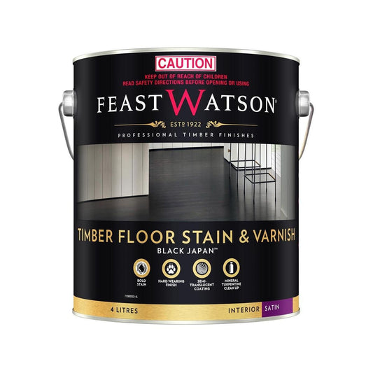 Feast Watson Timber Floor Stain & Varnish - 4L - Oil Based - Black Japan