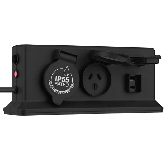 Arlec 1.8m IP55 4 Outlet Weatherproof Powerboard Dark Grey