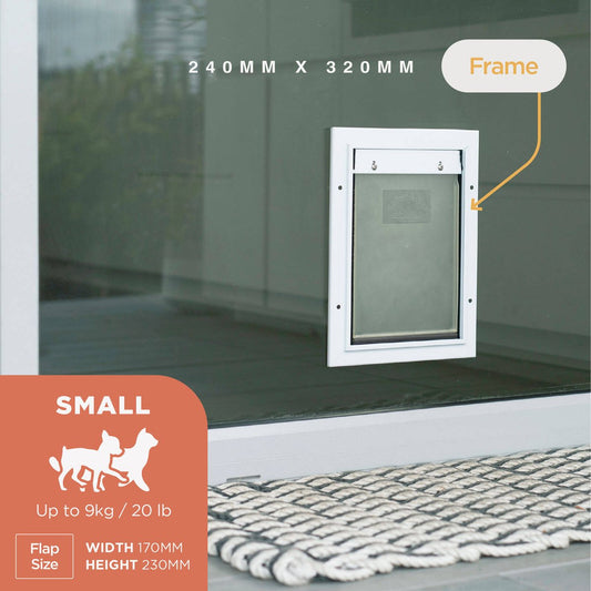 Hakuna Pets Small Pet Door - 170mm x 230mm - Aluminium - Lockable
