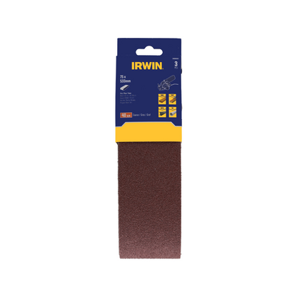 Irwin Sanding Belt - 75 x 533mm - 40 Grit - 3 Pack
