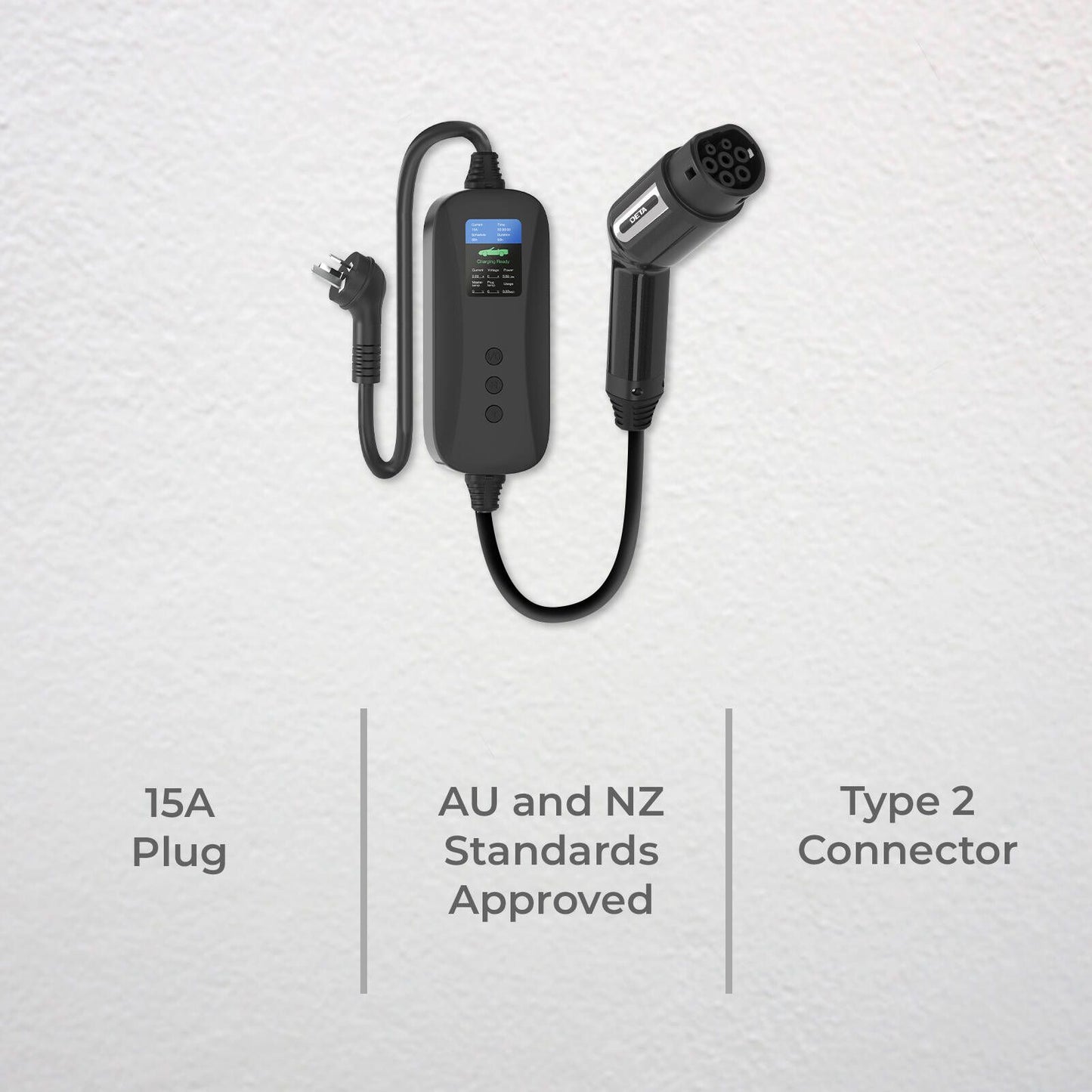 Deta Portable EV Charger - 3.6kW 15A - 5m - IP68
