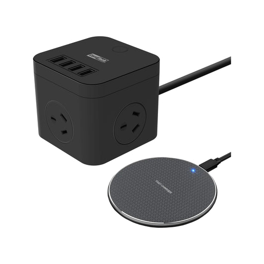 Cordtech Desktop Charging Kit With Wireless And USB - 3 Outlet