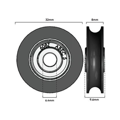 Rolltrak Nylon Roller - 32mm - 40kg