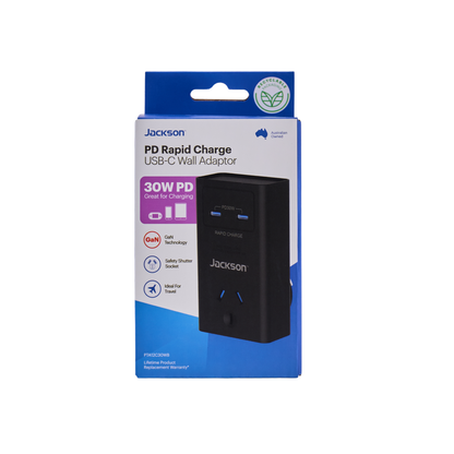 Jackson Outlet Adaptor - 1 - USB-C 30W x2 - White