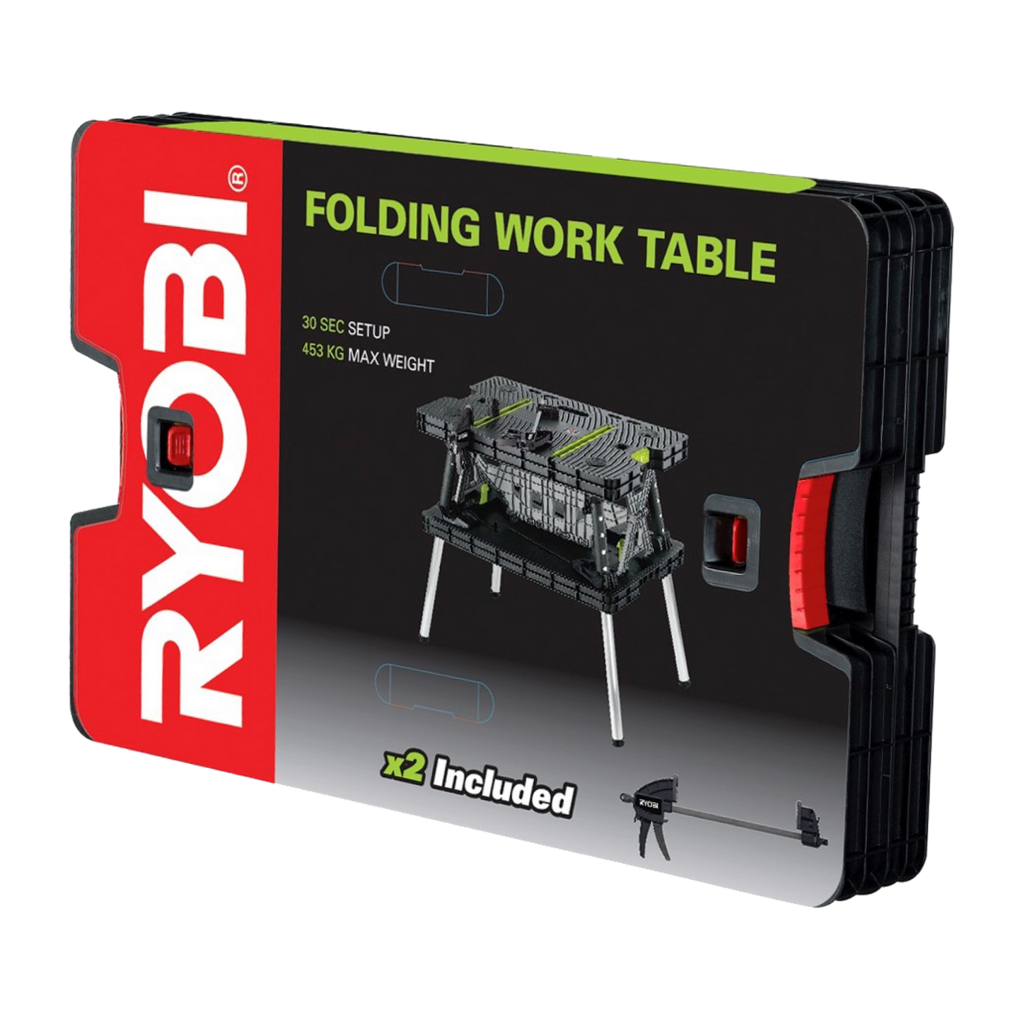 Ryobi 30 Sec Setup Folding Work Table with Two Clamps - 453kg Max Weight - RWT2CL