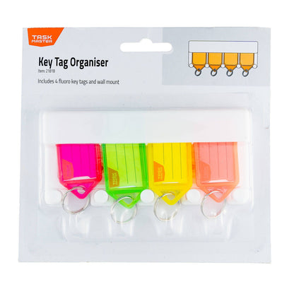 Taskmaster Fluoro Key Tag Organiser - 56 x 29mm - 4 Pack