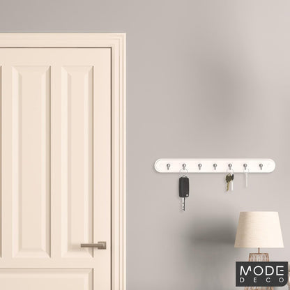 Mode Perma Key Rack - 7 Chrome Hooks - White - Durable - Easy Install