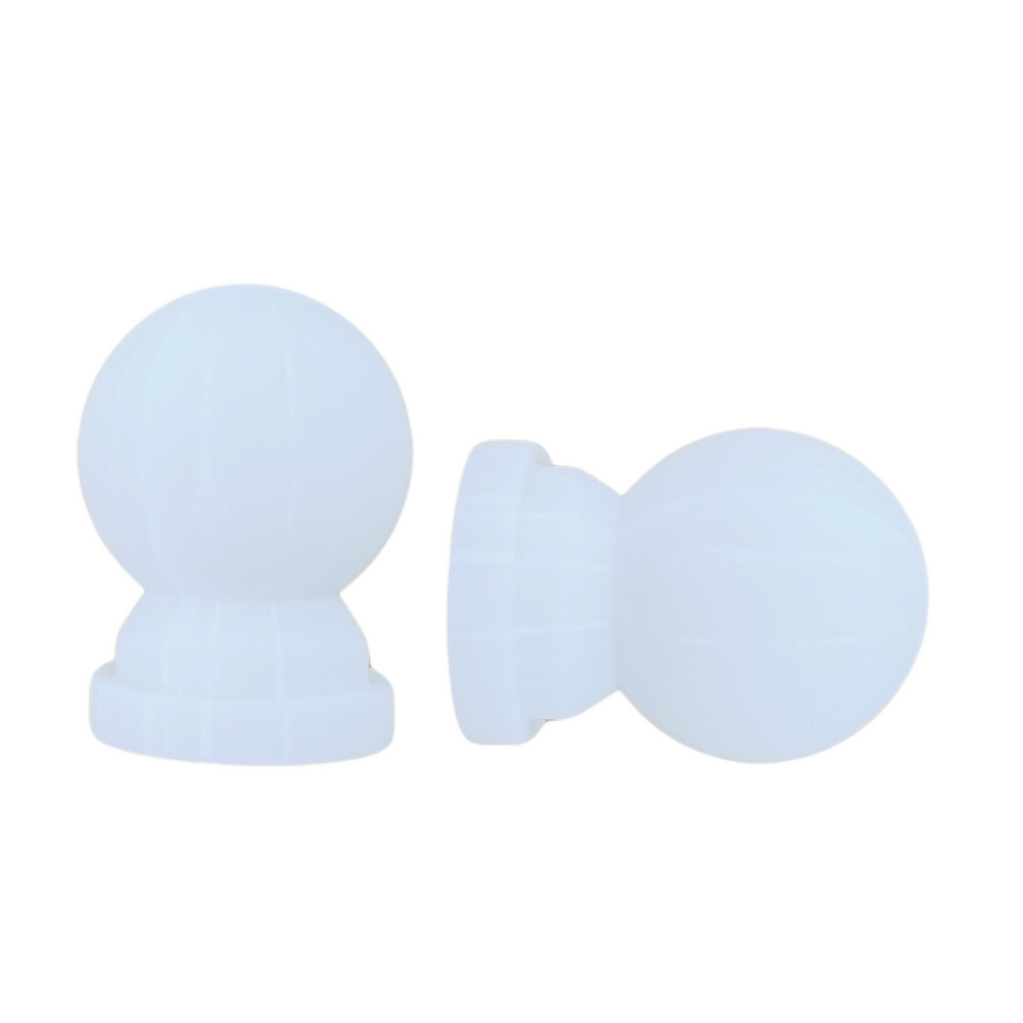 Pillar 16mm White Ball Curtain Rod Finials - 1 Pair - 70mm