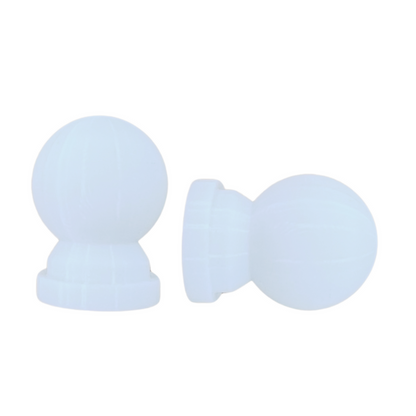 Pillar 16mm White Ball Curtain Rod Finials - 1 Pair - 70mm