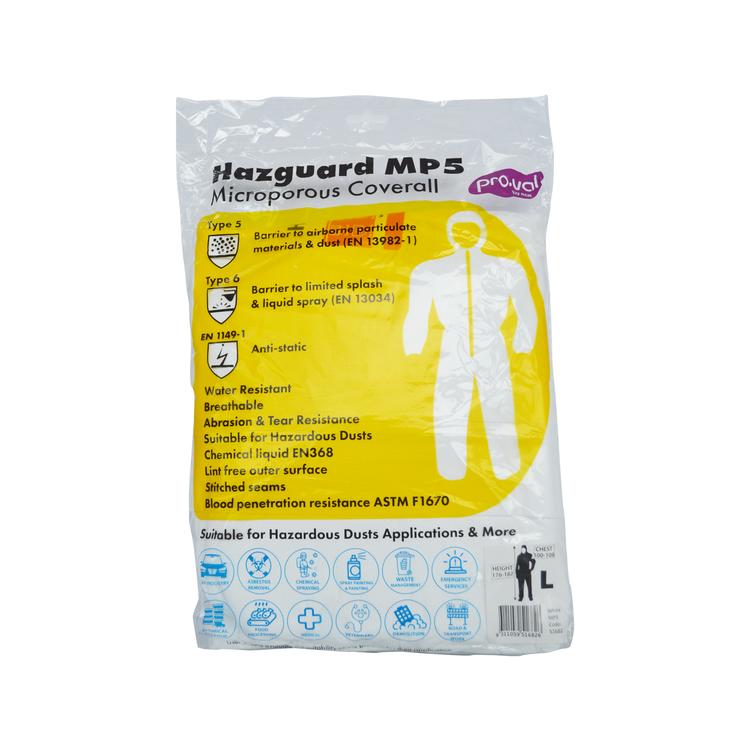 Pro Val Hazguard MP5 Disposable Coverall Size Large