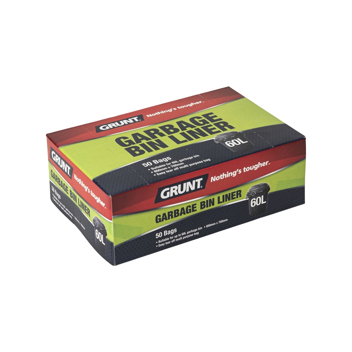 Grunt Rubbish Bags - 60L - 850 x 700mm - 50 Pack
