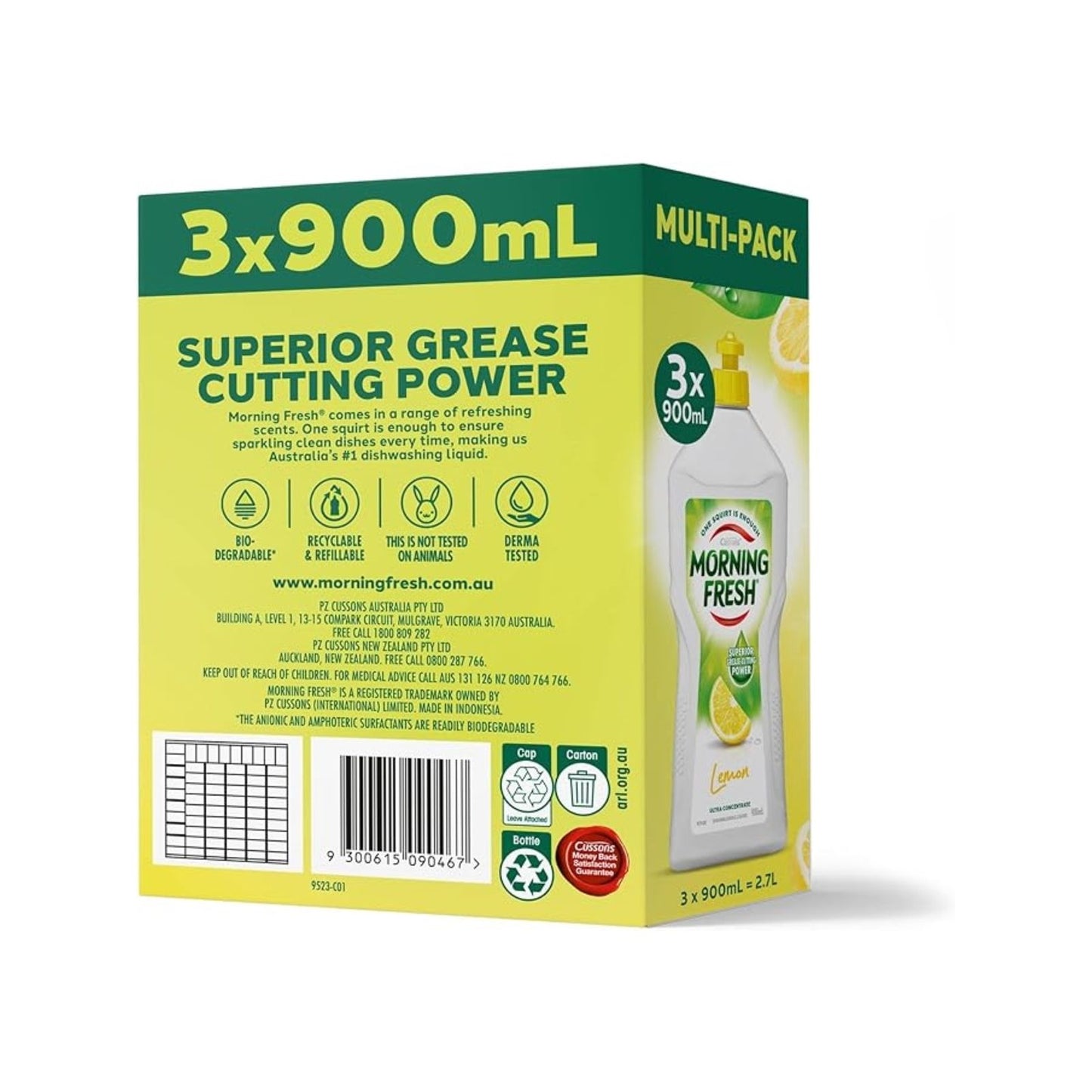 Morning Fresh Lemon Dishwashing Liquid - 900ml - 3 Pack