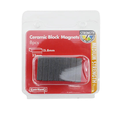 Everhang Ceramic Block Magnet 22mm 8 Pack Lightweight Strong