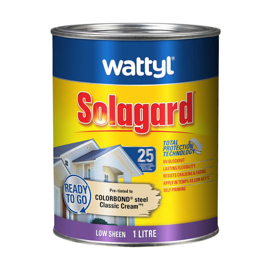 Wattyl Solagard Exterior Paint - 1L - Classic Cream - Low Sheen