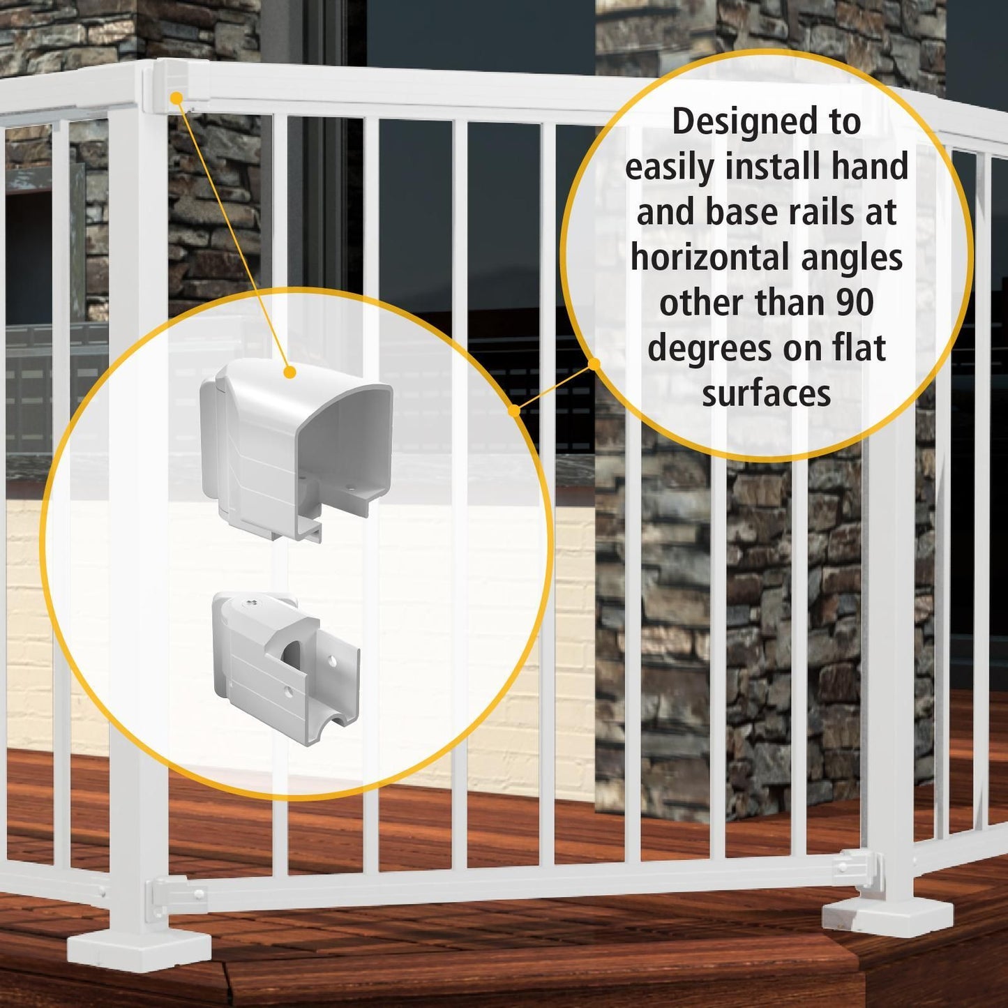 Peak White Aluminium Deck Balustrade Horizontal Angle Bracket Kit - 45 x 102 x 63mm