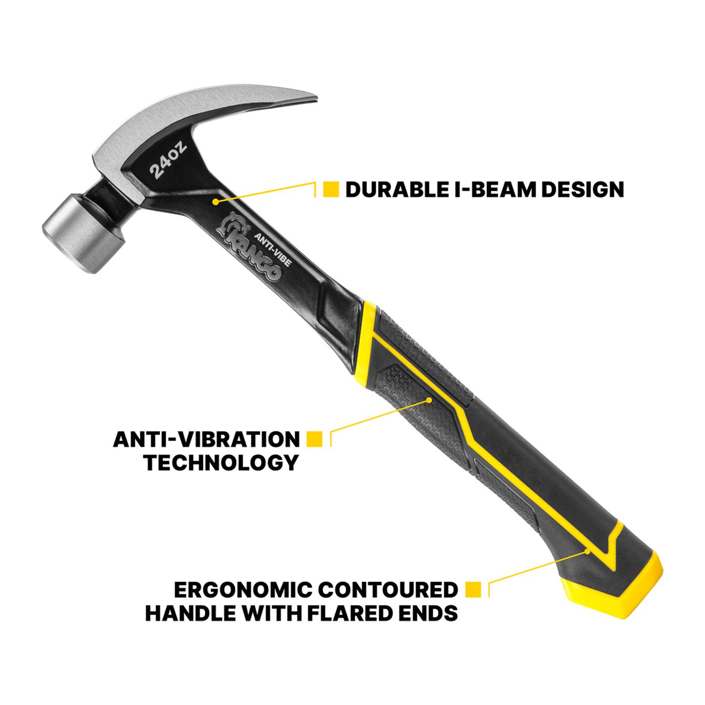 Kango Anti Vibe Steel Claw Hammer - 24oz - 350mm