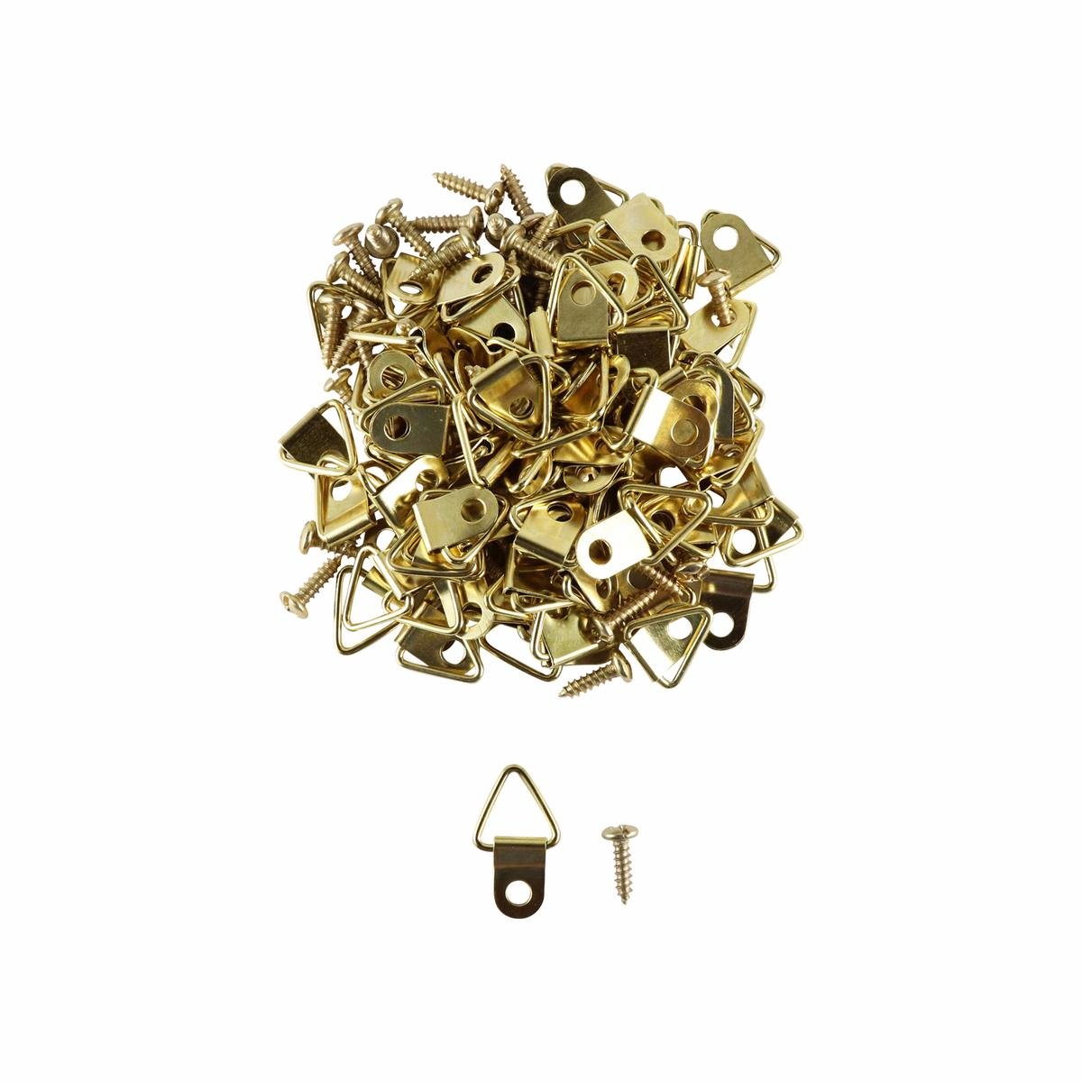Everhang Picture Hanging Triangle D Ring 10kg Brass Plated 100 Pack