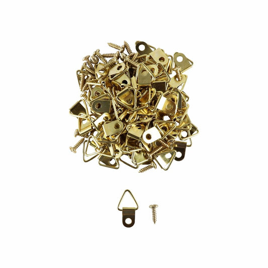 Everhang Picture Hanging Triangle D Ring 10kg Brass Plated 100 Pack