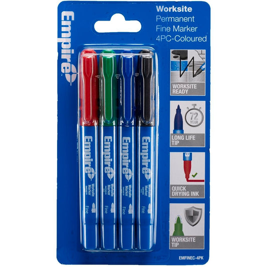 Empire Fine Marker Pens - 4 Pack - Non-Toxic - Quick Dry