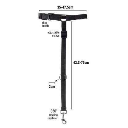 Flamingo Black Car Pet Traction Rope - 475mm