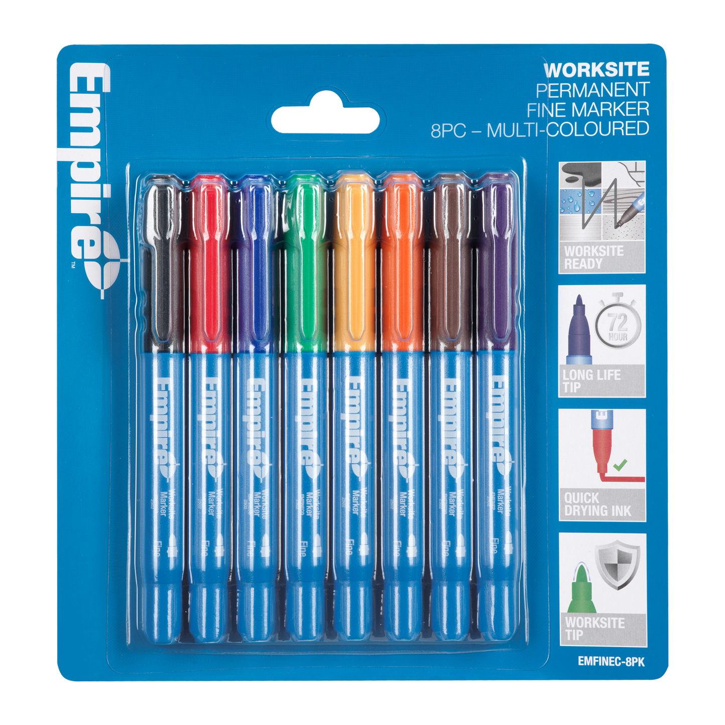 Empire Multi Coloured Permanent Marker Pack - 8 Piece - 18.8 x 186mm