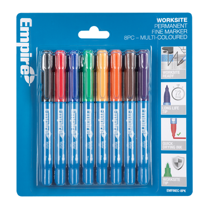 Empire Multi Coloured Permanent Marker Pack - 8 Piece - 18.8 x 186mm