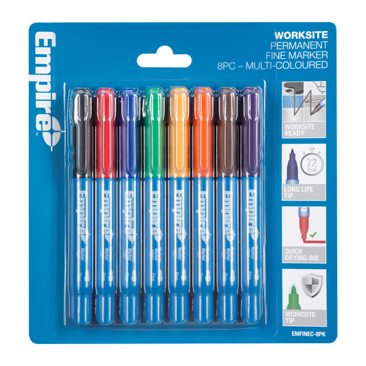 Empire Multi Coloured Permanent Marker Pack - 8 Piece - 18.8 x 186mm