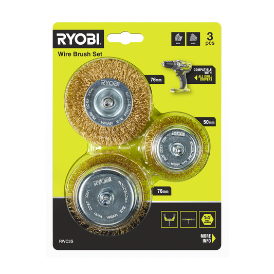 Ryobi Wire Brush Set 3 Piece RWC3S