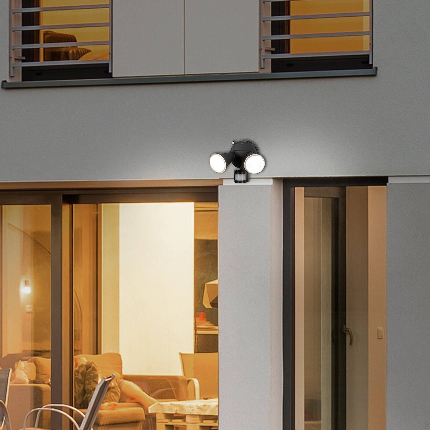 Brilliant Black Lamy DIY Twin Security Light - 330 x 180mm