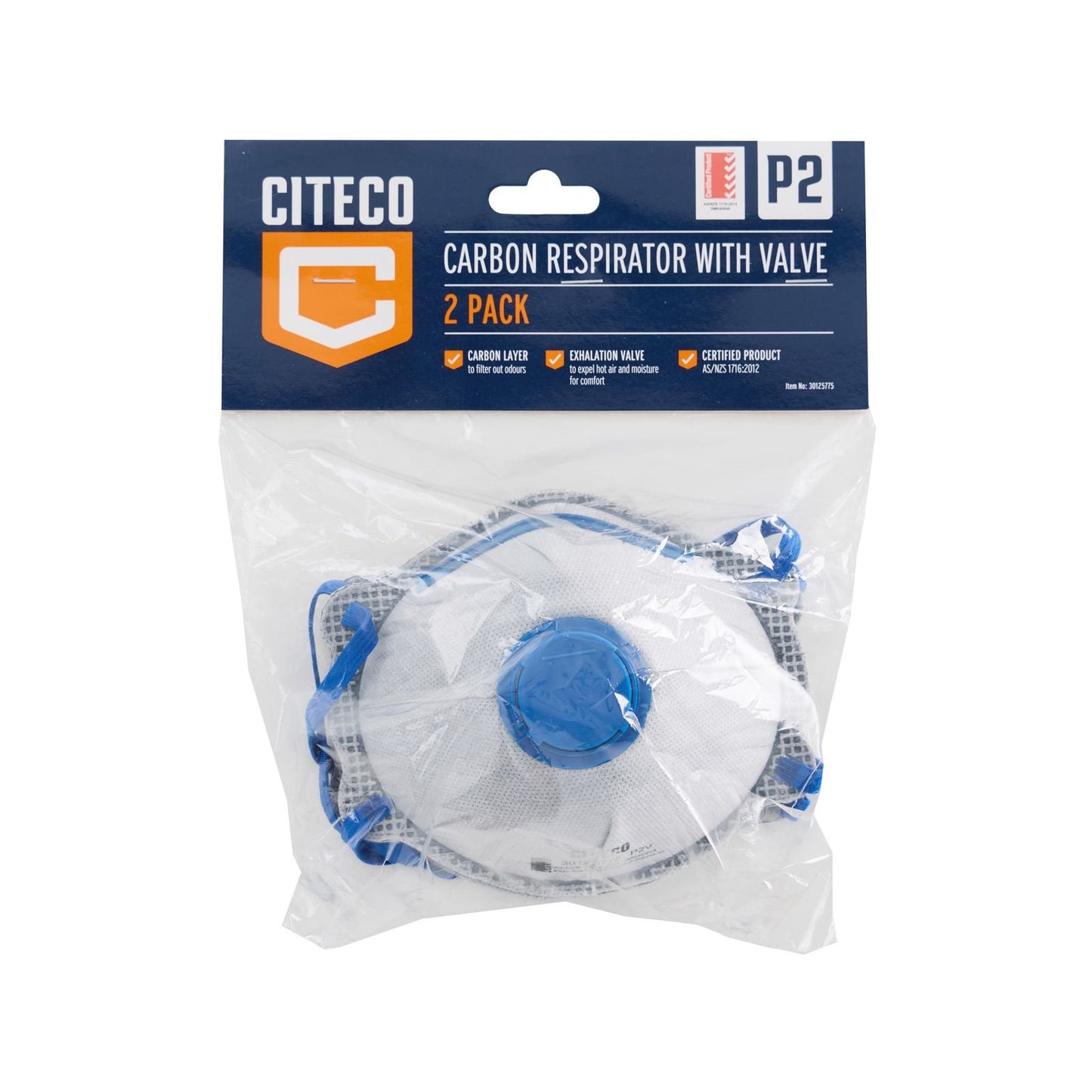 Citeco P2 Carbon Valved Respirator - 200 x 100 x 350mm - 2 Pack