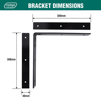 Carinya Black Angle Bracket - 300 x 300mm