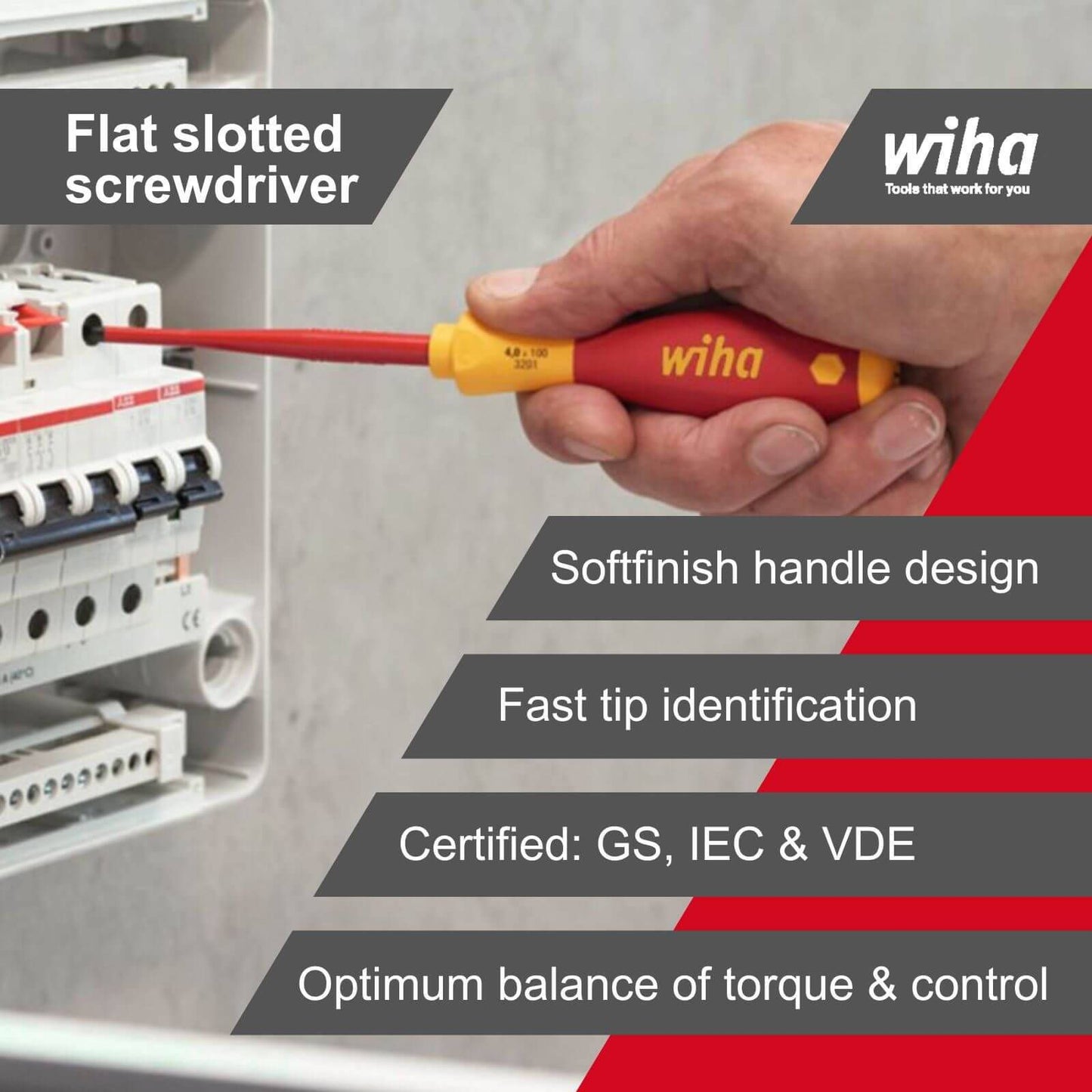 Wiha Slotted Screwdriver - 3.5 x 100mm - Insulated