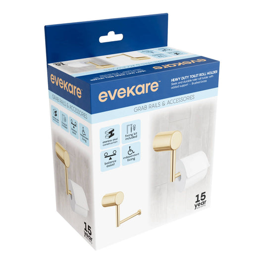 Evekare Brushed Brass Toilet Roll Holder - 1159 x 81 x 140mm