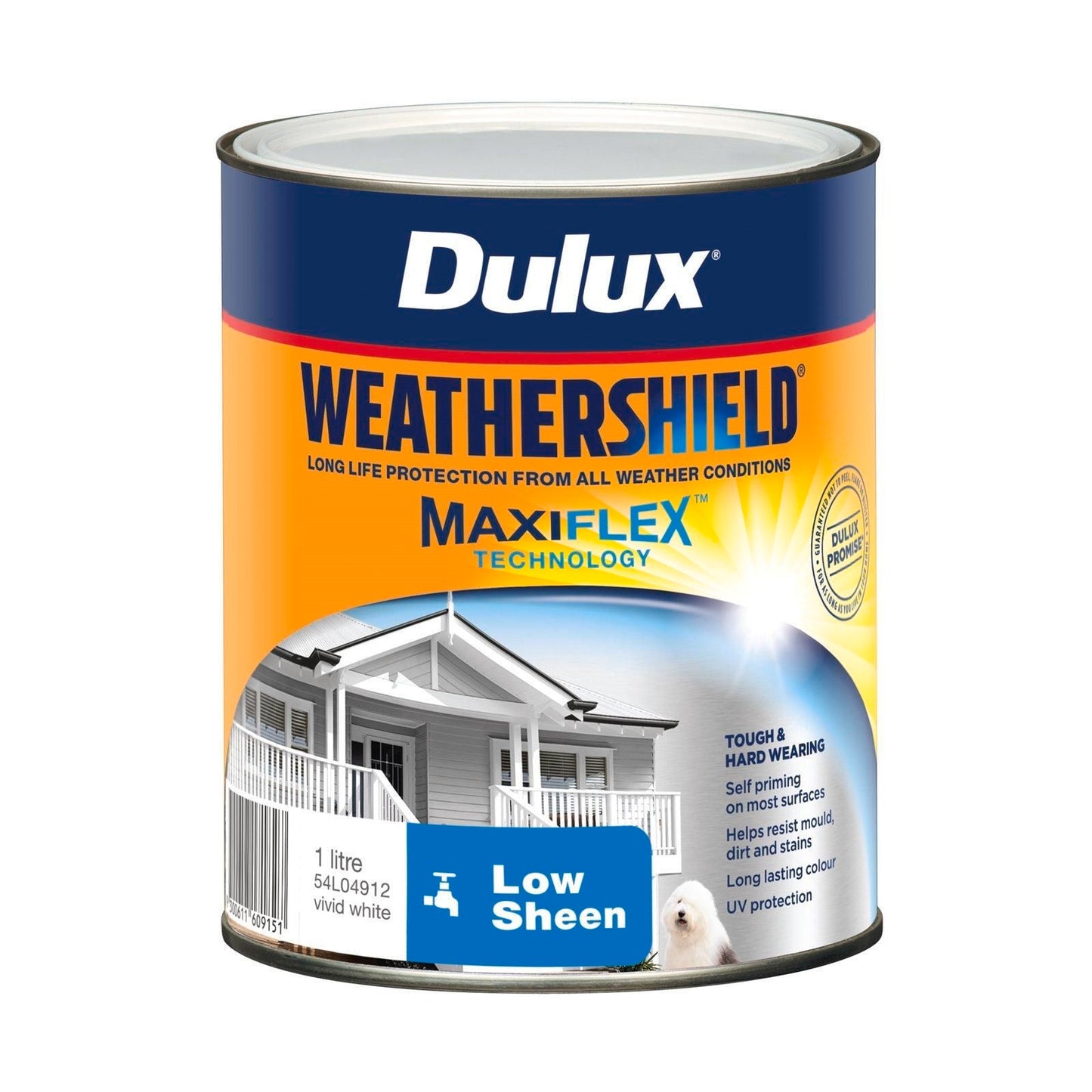 Dulux Weathershield Exterior Paint - 1L - Vivid White Low Sheen