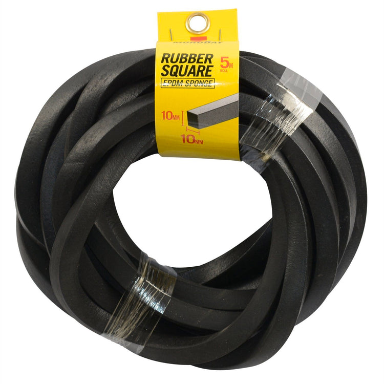 Moroday Rubber 10mm x 10mm x 5m Square Sponge Black