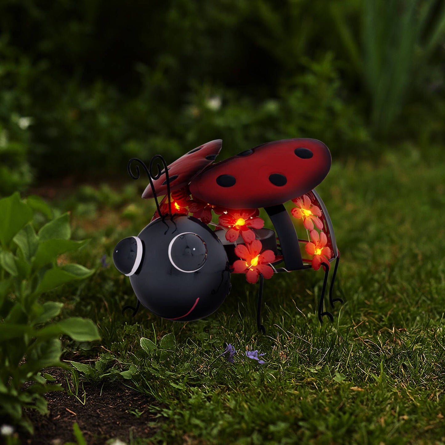 Click Solar Metal Animal Light Bug - Red
