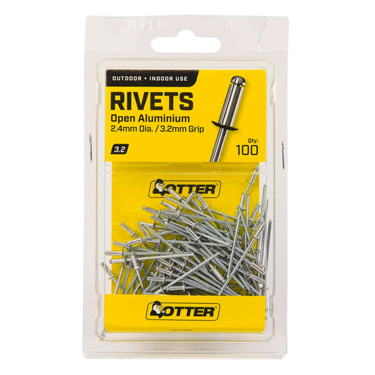 Otter Open Aluminium Blind Rivets - 2.4 x 3.2mm - 100 Pack