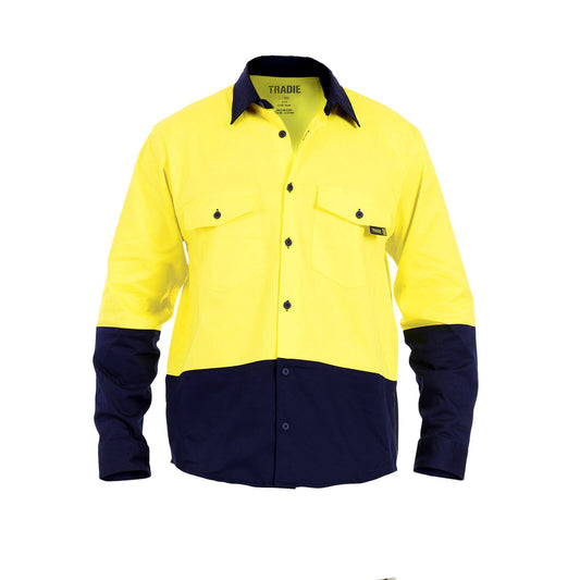 Tradie Core Hi Vis Yellow Long Sleeve Reflective Shirt - Medium