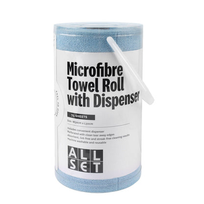 All Set Microfiber Towel Roll with Dispenser - 30 x 30cm - Blue - 75 Pack