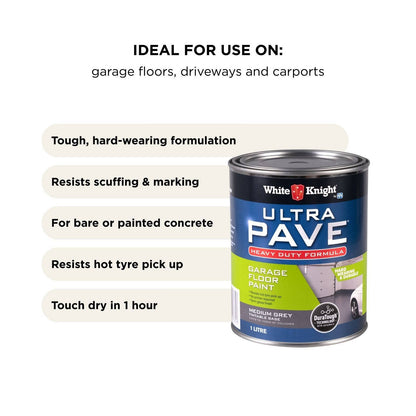 White Knight Ultra Pave Garage Floor Paint - 1L - Medium Grey