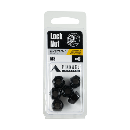 Pinnacle M8 Black Nylon Lock Nut - 1.25mm - 6 Pack