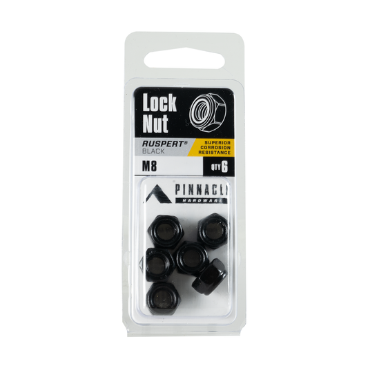Pinnacle M8 Black Nylon Lock Nut - 1.25mm - 6 Pack