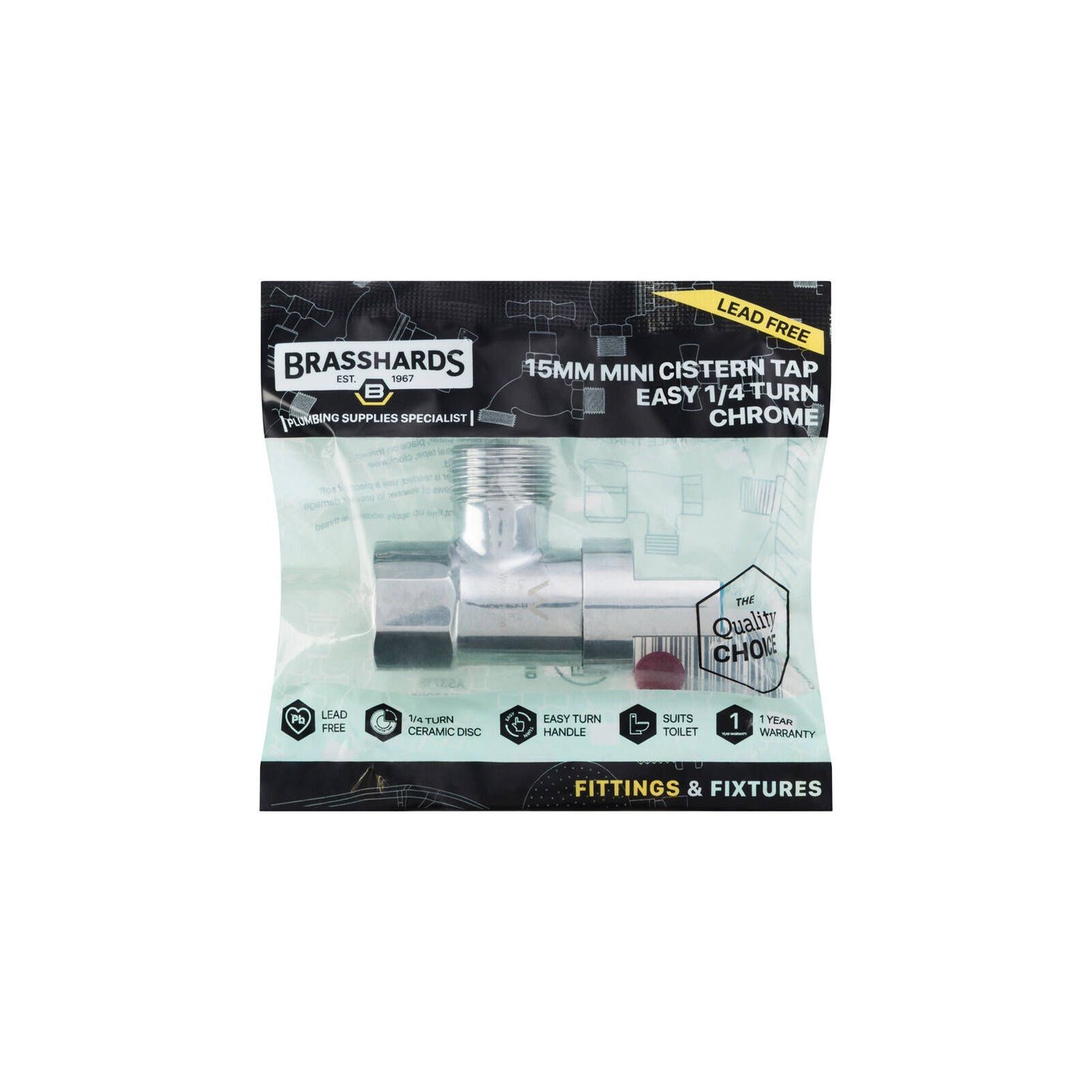Brasshards Easy Mini Cistern Tap - 15mm - Chrome