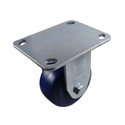 Easyroll Fixed Plate Castor - 100mm - Blue Rubber - Non Marking