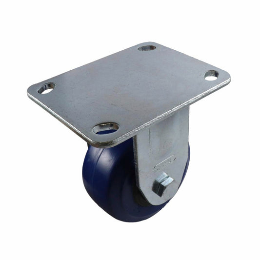 Easyroll Fixed Plate Castor - 100mm - Blue Rubber - Non Marking