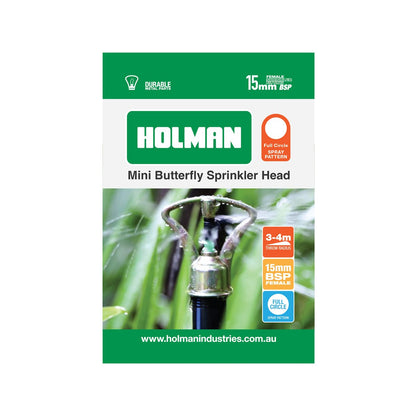 Holman Mini Metal Butterfly Sprinkler - 3-4m - Brass & Plastic - Full Circle
