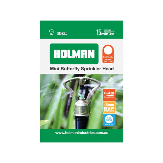 Holman Mini Metal Butterfly Sprinkler - 3-4m - Brass & Plastic - Full Circle