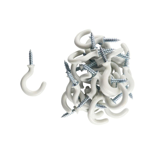 Everhang White PVC Cup Hook 12mm 25 Pack Easy Install Durable