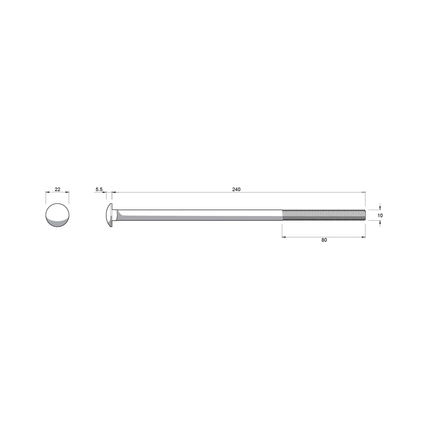 Zenith Hot Dip Galvanised Cup Head Bolts & Nuts - M10 x 240mm